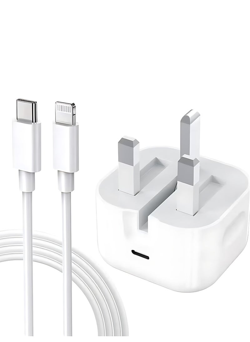 CLAVON شاحن حائط سريع 35 واط USB C مع كابل USB C إلى Lightning متوافق مع iPhone 14/14 Pro/14 Pro Max/13/12/SE2020/11/XR/XS Max/X/iPad - Image 1